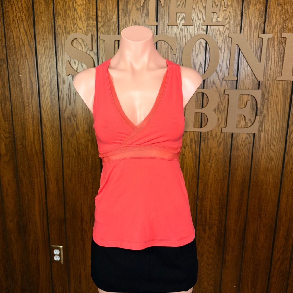 Pink Y2K Sporty Lululemon Tank Top Women 4 Mesh V-Neck Racerback Activewear